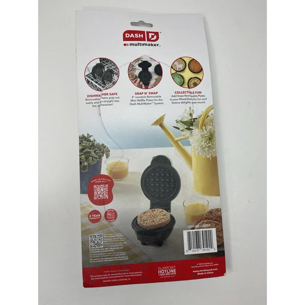DASH Multimaker Mini Two 4” Nonstick Removable Plates Sunflower Bee